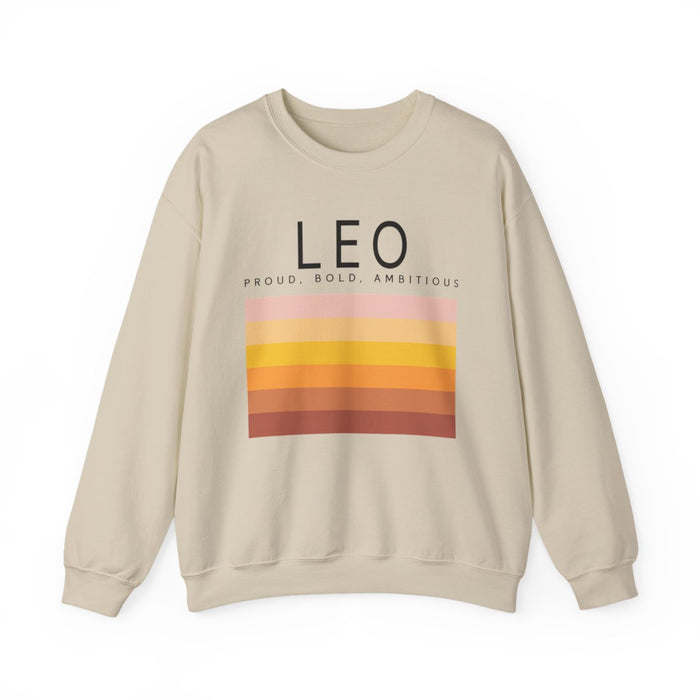 sport grey sweatshirt featuring leo astrology graphic in warm tones
