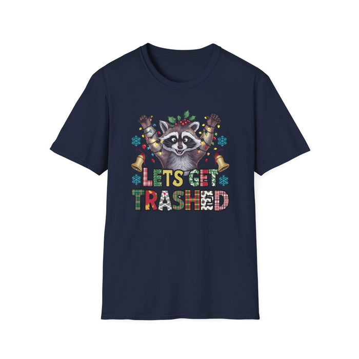 Let's Get Trashed Raccoon Christmas T-Shirt - funny t-shirt by Cheeky Business