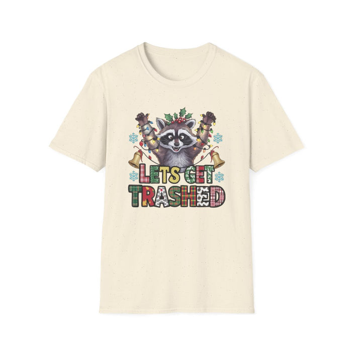 Let's Get Trashed Raccoon Christmas T-Shirt - funny t-shirt by Cheeky Business