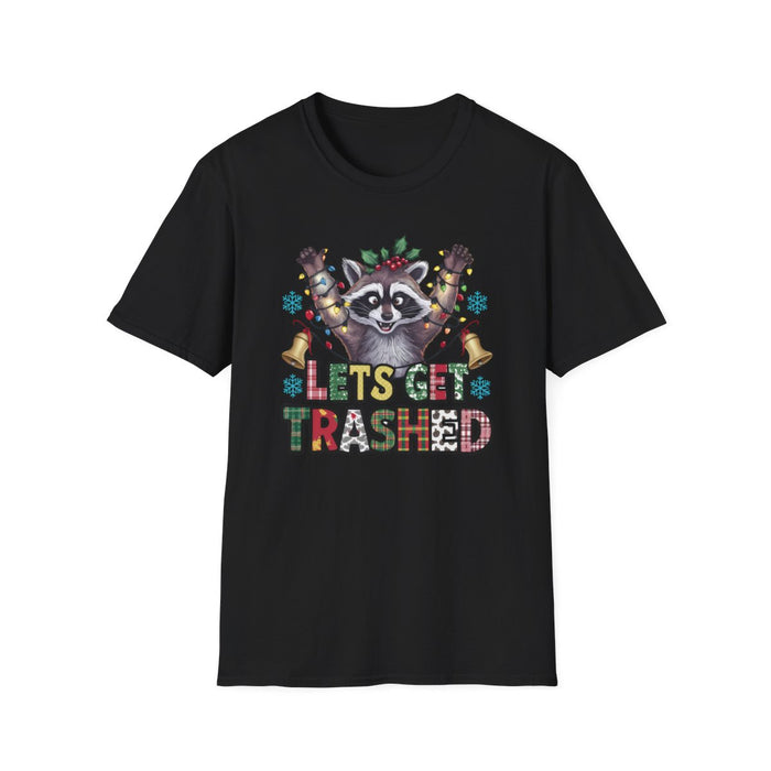 Let's Get Trashed Raccoon Christmas T-Shirt - funny t-shirt by Cheeky Business