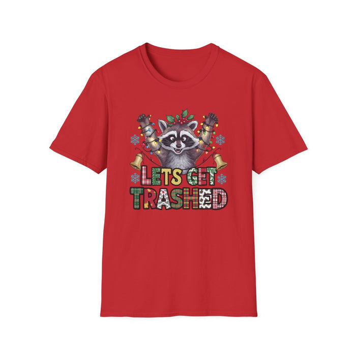 Let's Get Trashed Raccoon Christmas T-Shirt - funny t-shirt by Cheeky Business