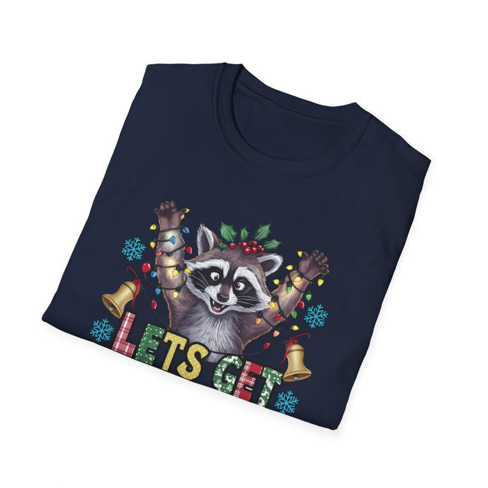 Let's Get Trashed Raccoon Christmas T-Shirt - funny t-shirt by Cheeky Business