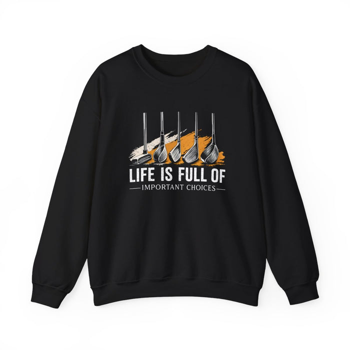 forest green sweatshirt with funny golf course decision graphic