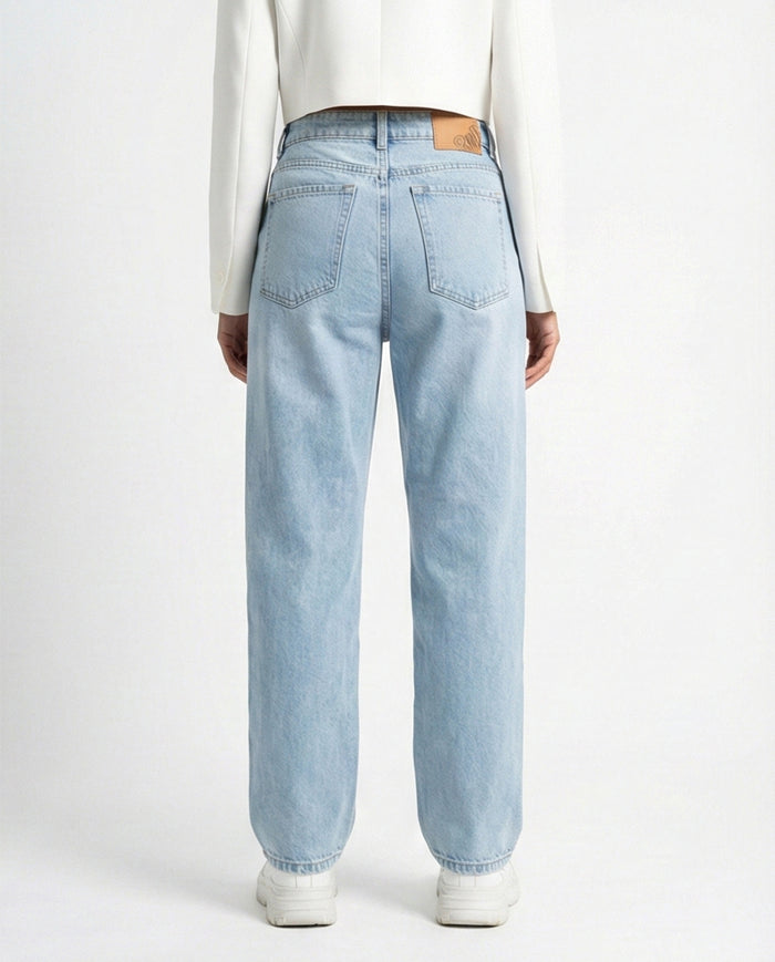 Light Blue Casual High-Waisted Denim Jeans