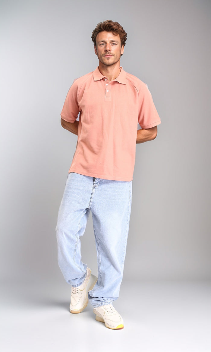 Light Blue Wide Leg Jeans - Straight Fit Cotton Denim for Men - R208749