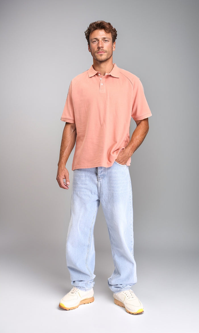 Light Blue Wide Leg Jeans - Straight Fit Cotton Denim for Men - R208749
