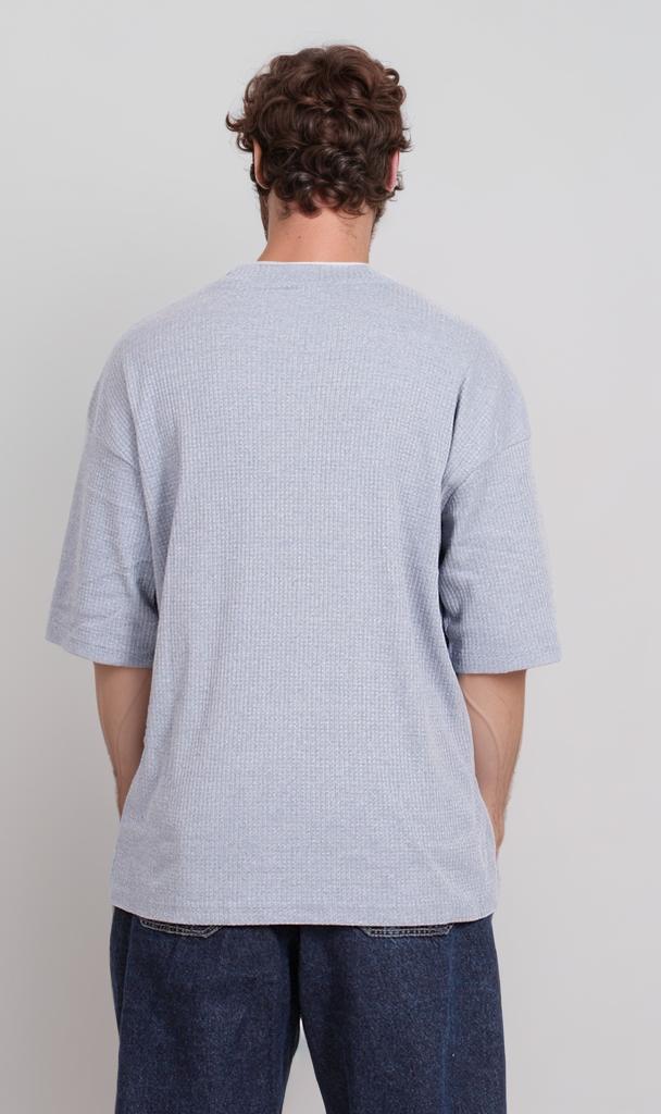 Light Grey Textured Oversized T-Shirt