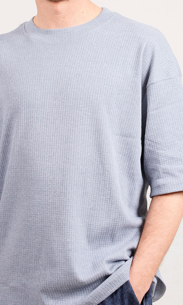 Light Grey Textured Oversized T-Shirt