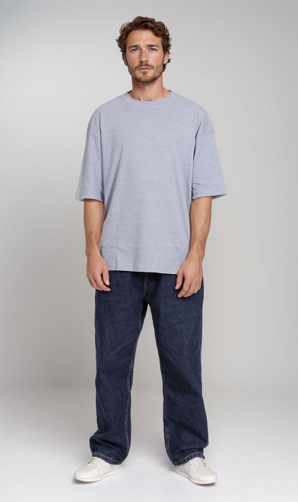 Light Grey Textured Oversized T-Shirt