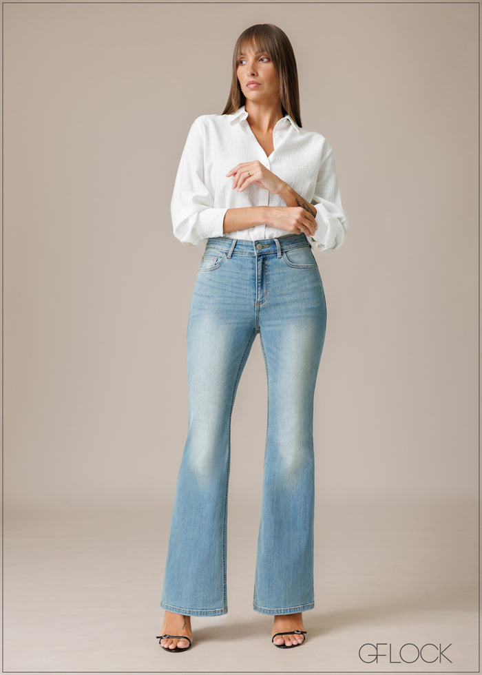 Light Wash Boot-Cut Jean - Short Length - 210326D