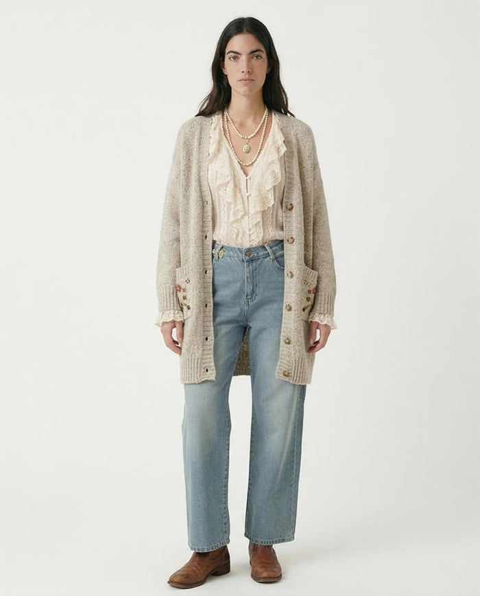 Light Wash Relaxed Fit Carpenter Wide-Leg Jeans - R205932