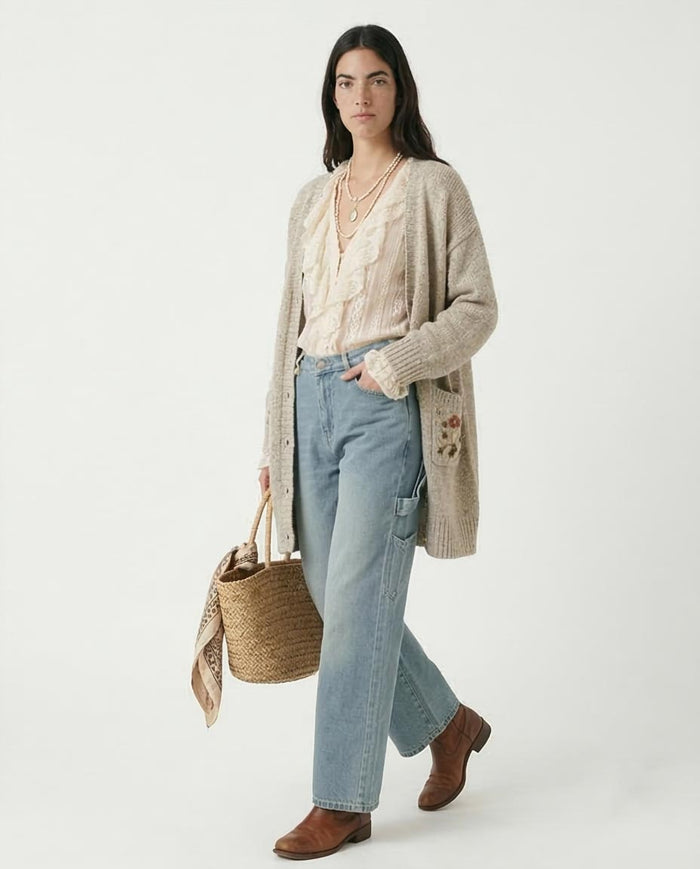Light Wash Relaxed Fit Carpenter Wide-Leg Jeans - R205932