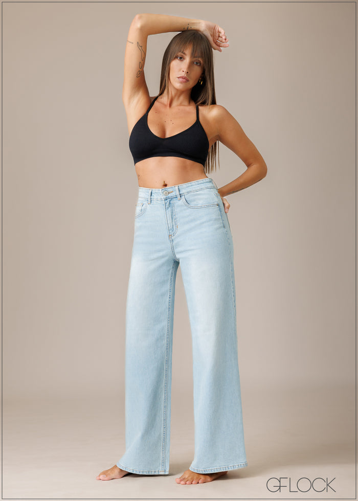Light Wash Wide Leg Jean - Long Length - 210326D
