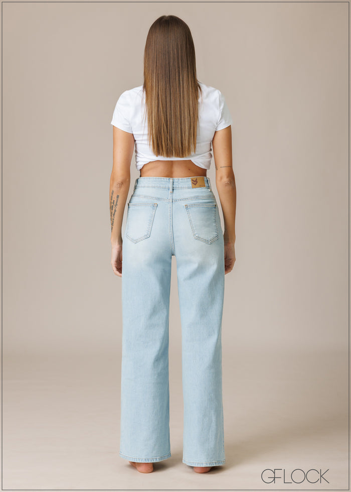 Light Wash Wide Leg Jean - Long Length - 210326D