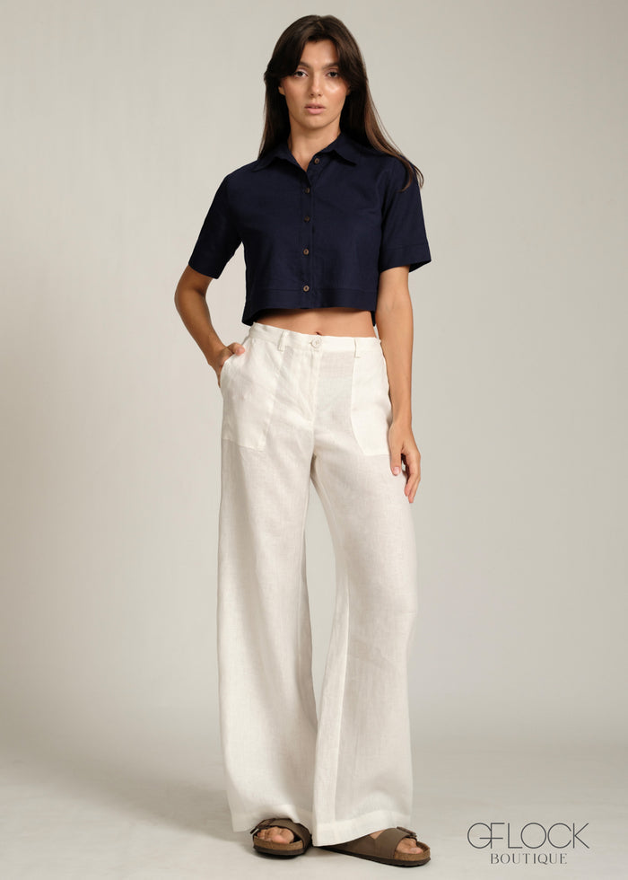 Linen Crop Shirt - 09L