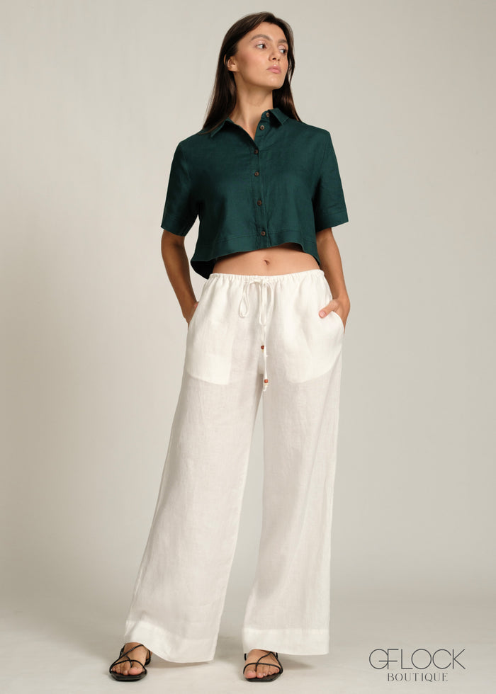 Linen Crop Shirt - 09L