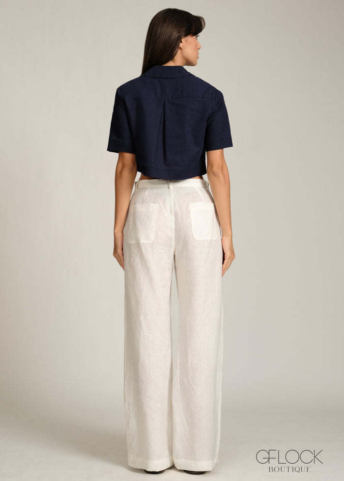 Linen Crop Shirt - 09L