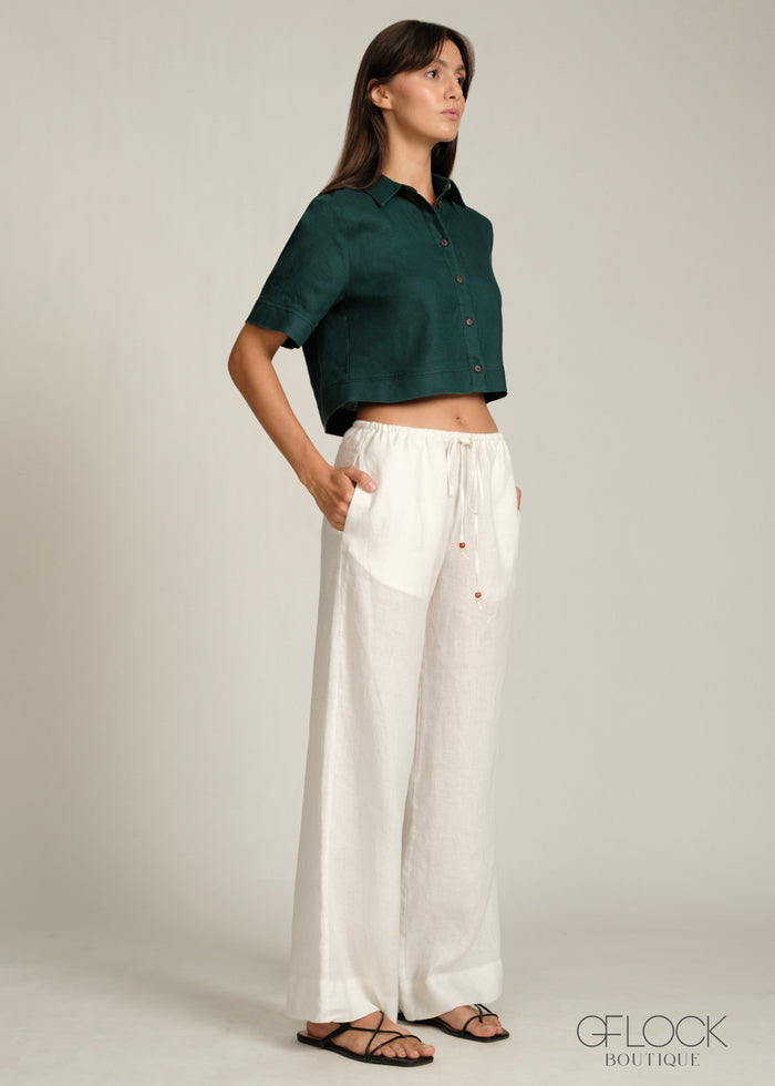 Linen Crop Shirt - 09L