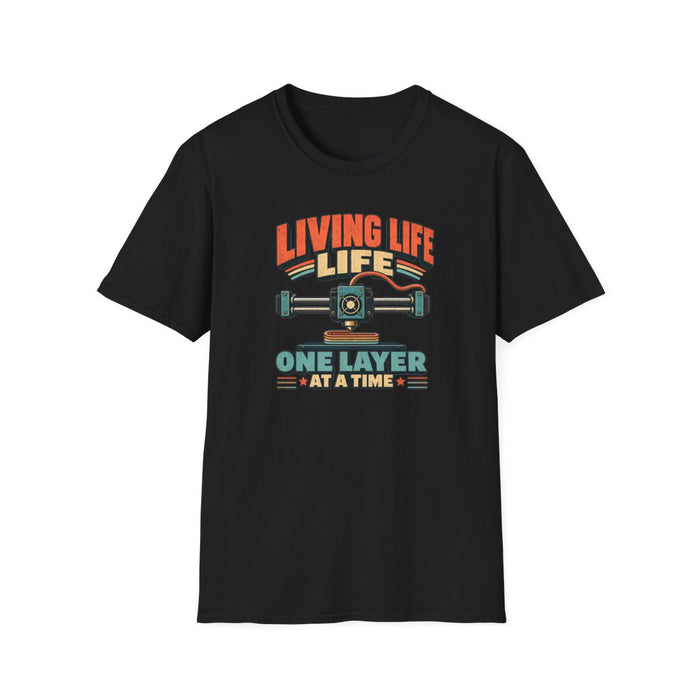 navy t-shirt with layer height 3d printer slogan for makers and hobbyists