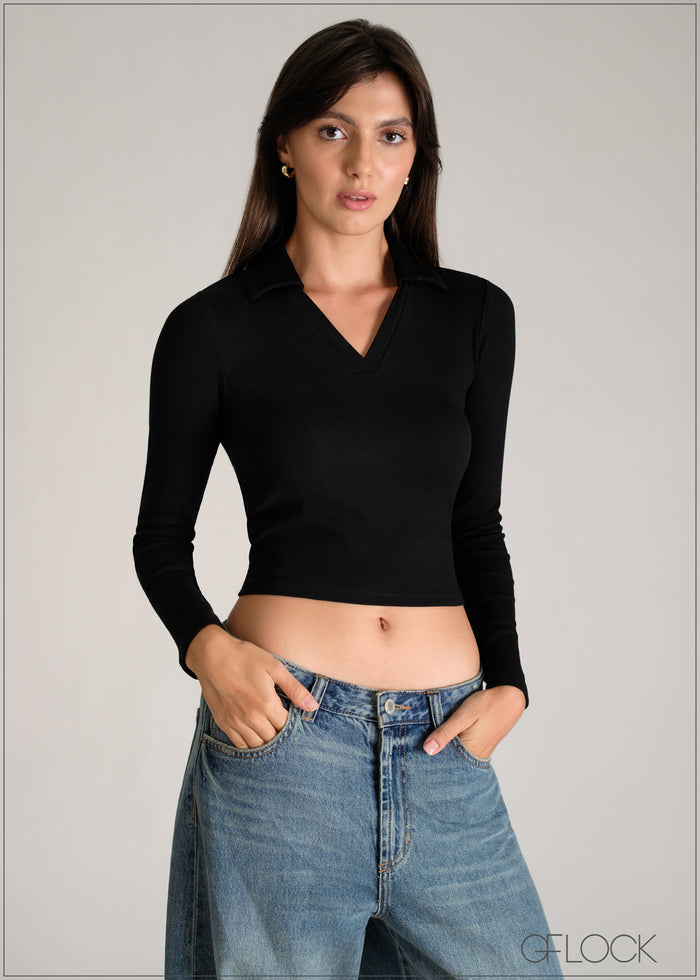 Long Sleeve Collared Top - women’s top alternate view - GFLOCK Sri Lanka