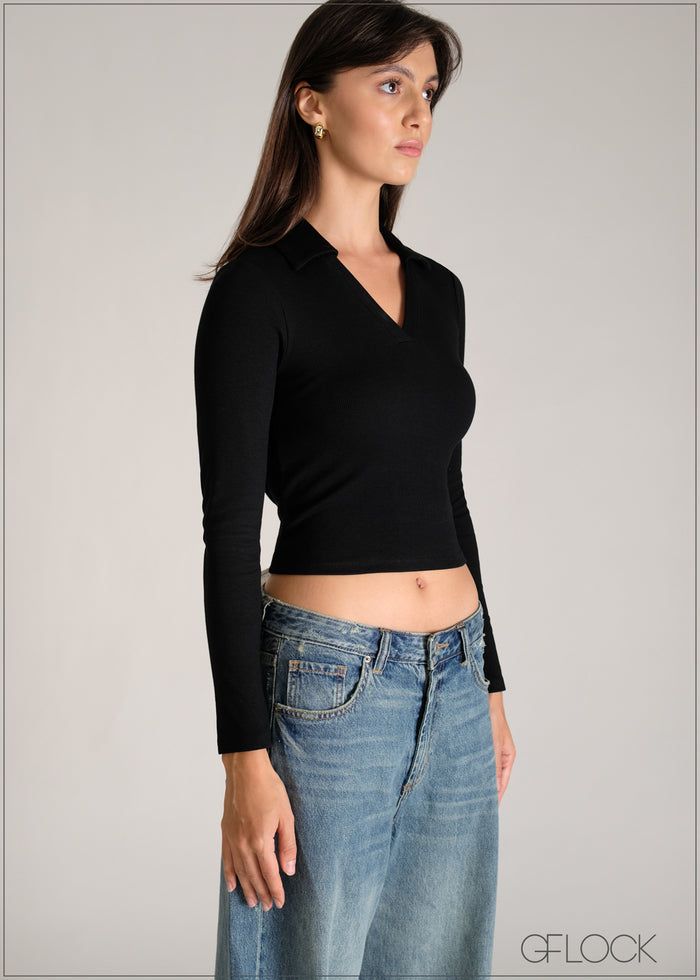 Long Sleeve Collared Top - women’s top alternate view - GFLOCK Sri Lanka