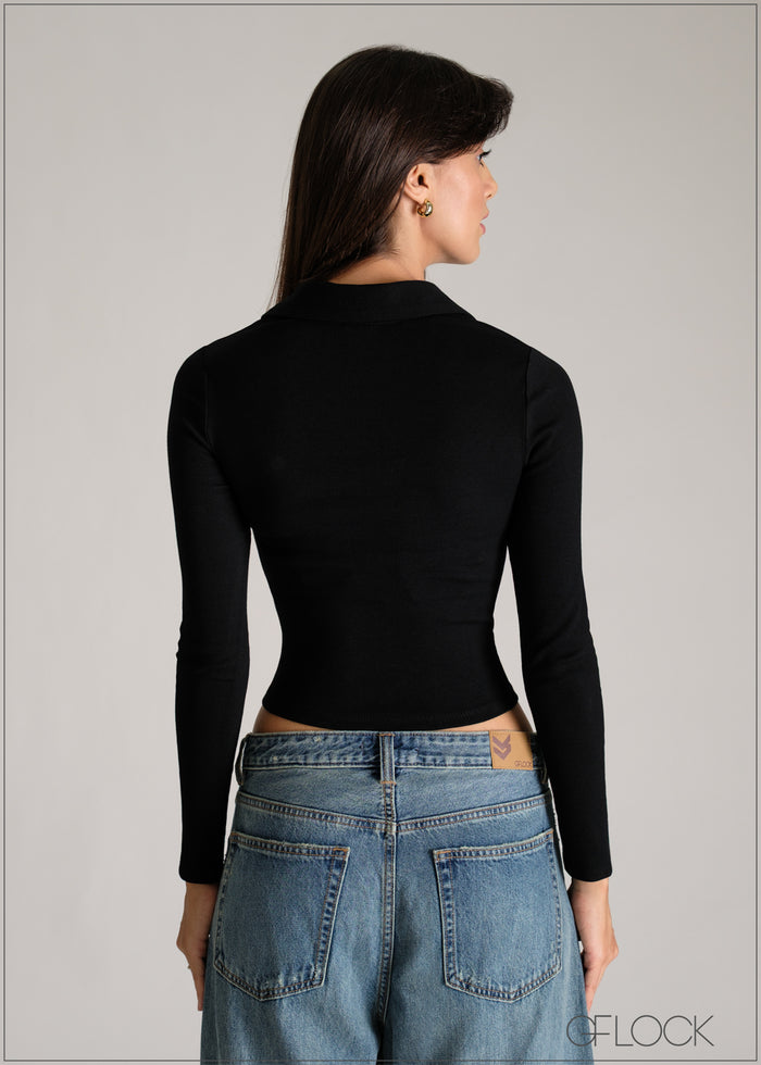 Long Sleeve Collared Top - women’s top alternate view - GFLOCK Sri Lanka