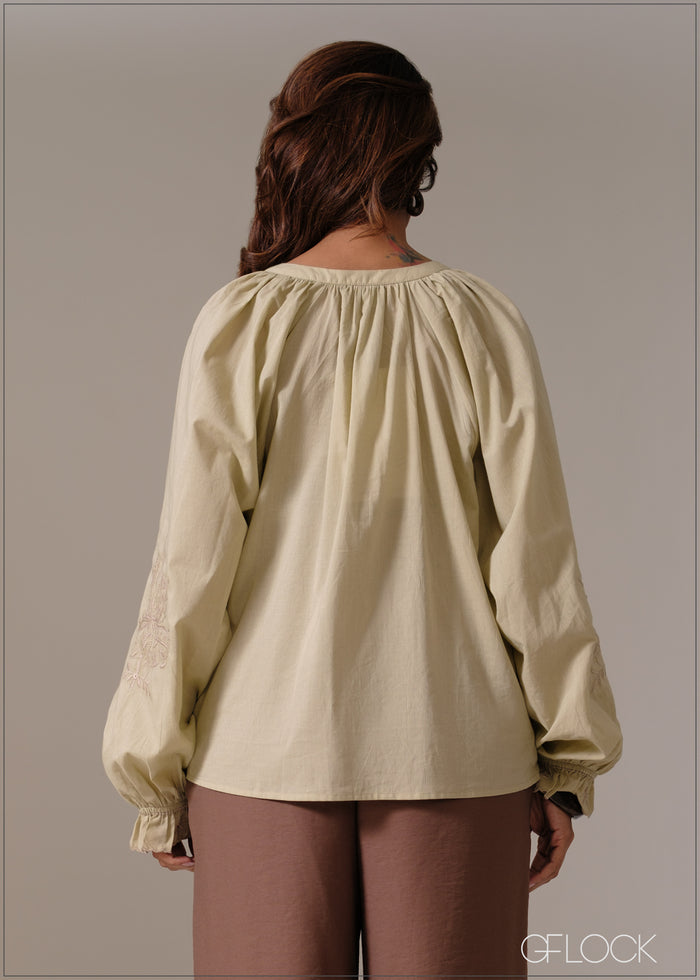 Long Sleeve Embroidered Detailed Top - 111225