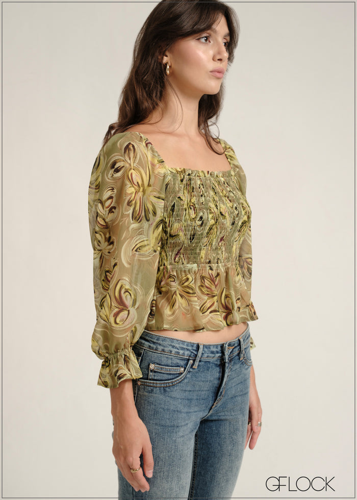 Long Sleeve Peplum Top - 030826