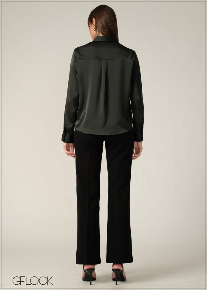 Long Sleeve Satin Shirt - 090326
