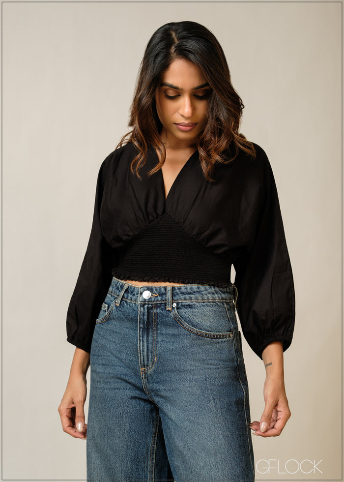 Long Sleeve V-Neck Top - 300326