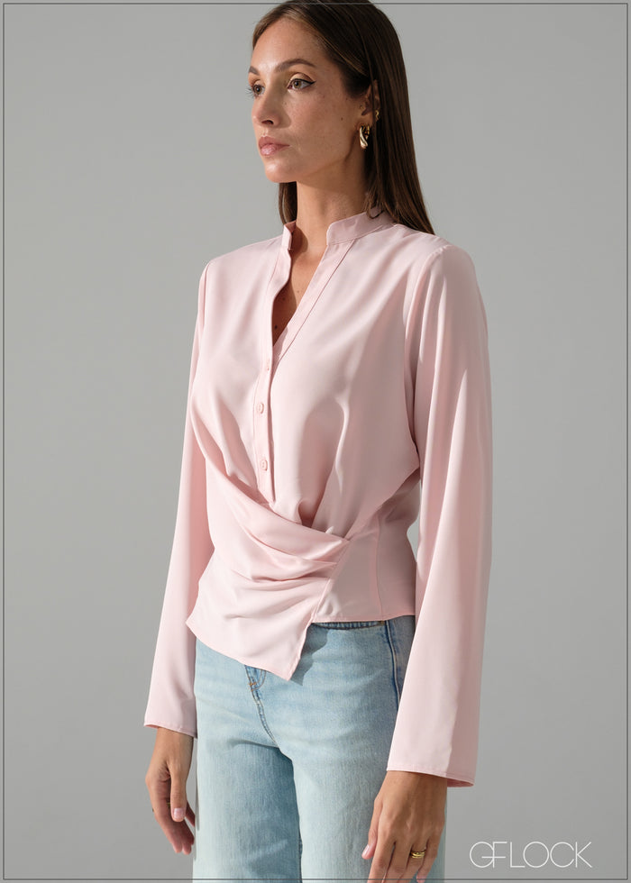 Long Sleeve Wrap Detailed Top - 240826