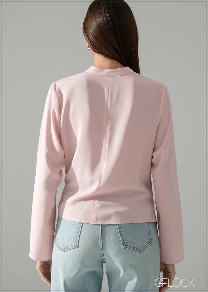 Long Sleeve Wrap Detailed Top - 240826