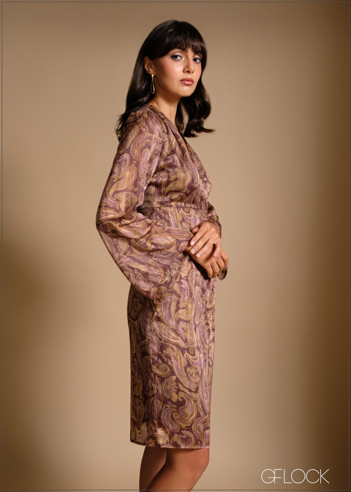 Long Sleeve Wrap Mini Dress - 240426