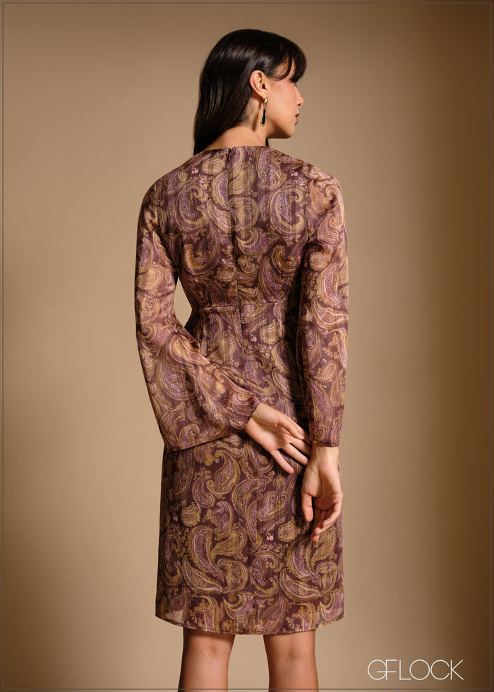 Long Sleeve Wrap Mini Dress - 240426
