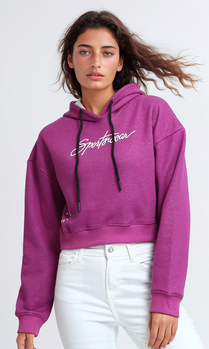 Magenta San Francisco Graphic Cropped Hoodie - O201147