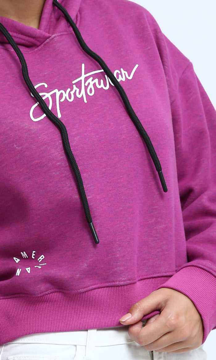 Magenta San Francisco Graphic Cropped Hoodie - O201147