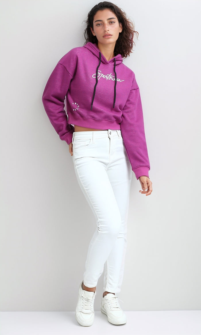 Magenta San Francisco Graphic Cropped Hoodie - O201147