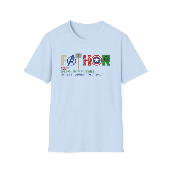 sport grey t-shirt with Marvel inspired father funny superhero dad design