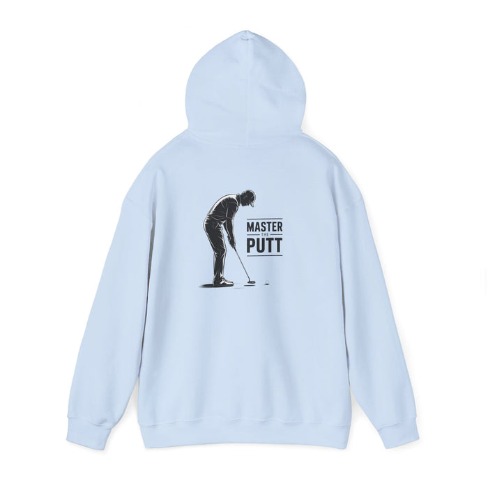 sport grey hoodie with master the putt golf design for golf enthusiasts