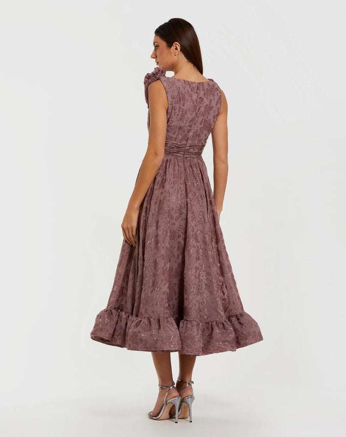Purple Sleeveless Cowl Neck Chiffon Midi Dress - Ieena for Mac Duggal