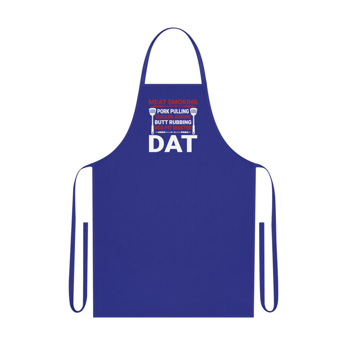 royal blue apron with pit master grill design
