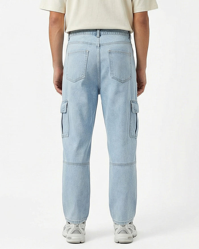 Men's Architectural Light Wash Utility Cargo Jeans