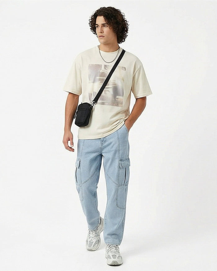 Men's Architectural Light Wash Utility Cargo Jeans