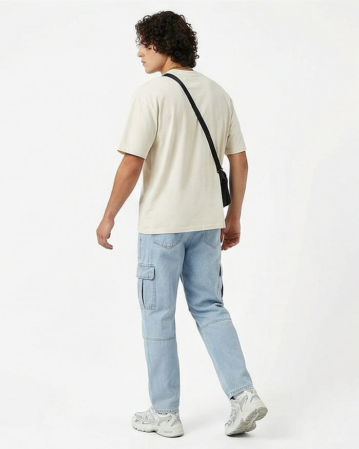 Men's Architectural Light Wash Utility Cargo Jeans