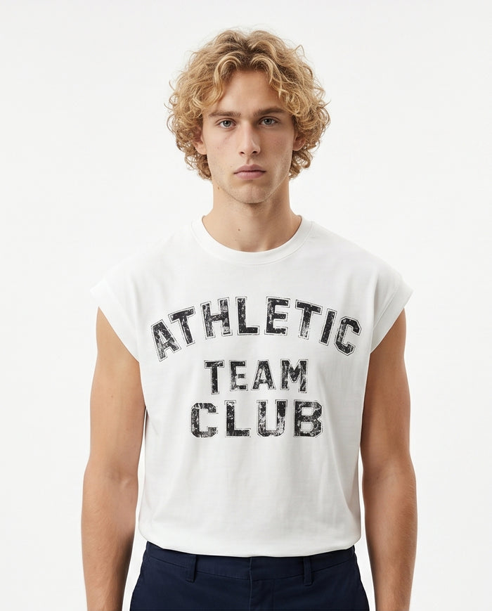 Men's Athletic Team Club Print Oversized Muscle Tee - R217695