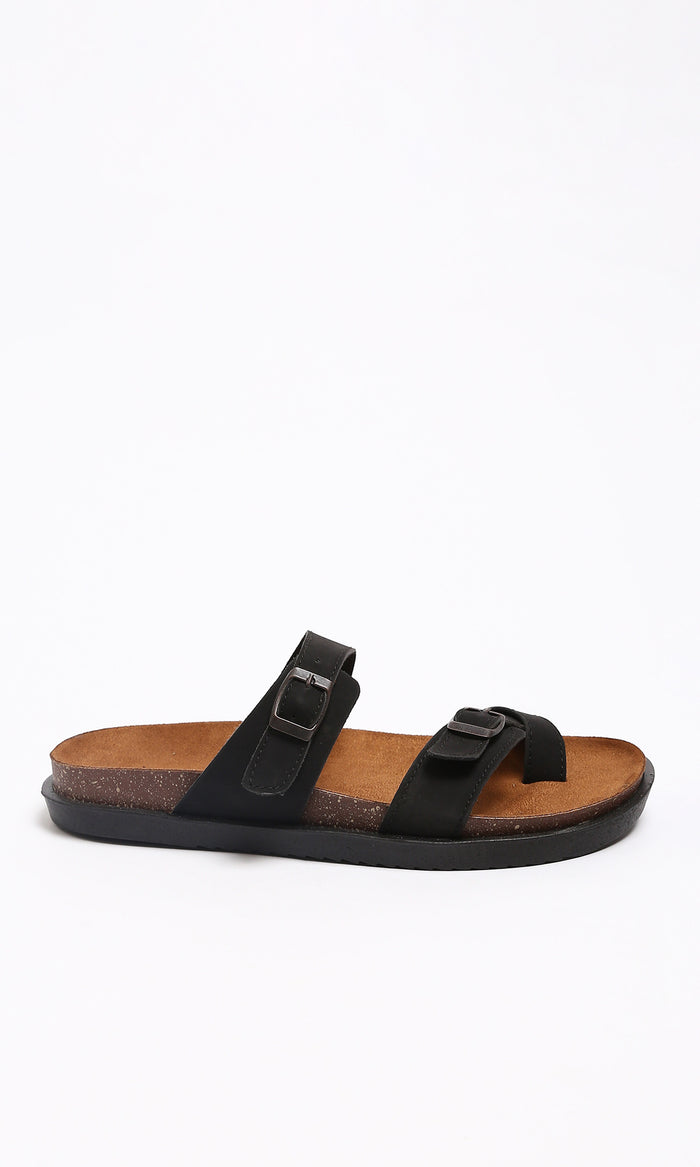 Men's Black Dual Buckle Strap Fashion Sandals - R213257