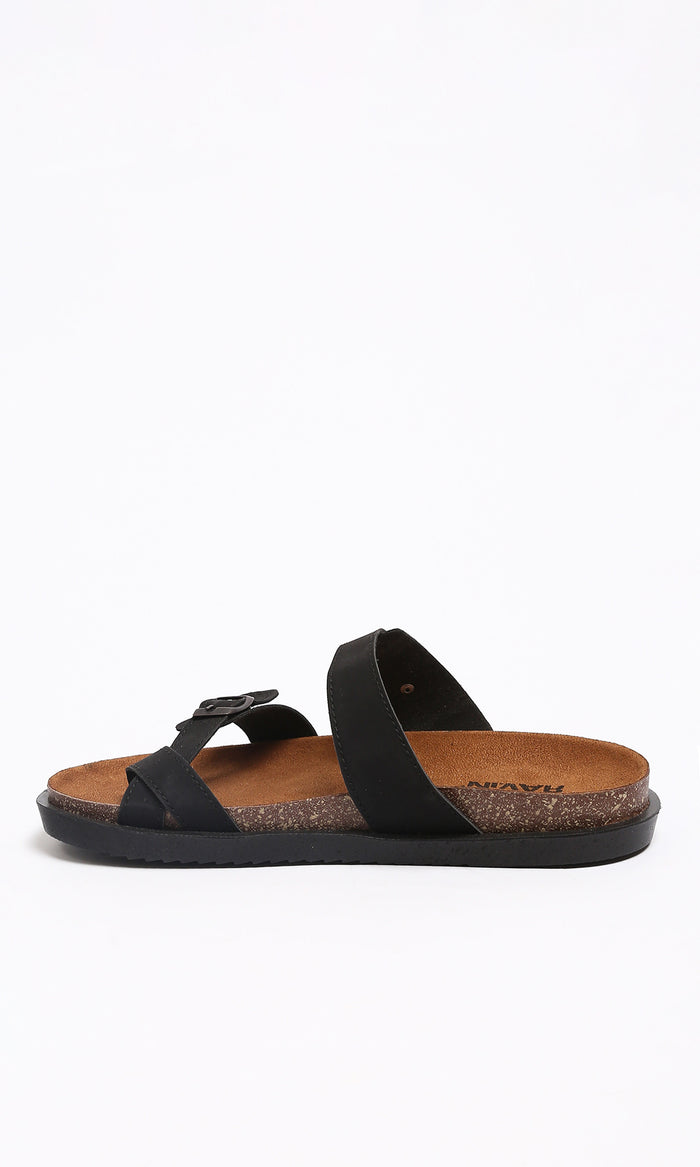 Men's Black Dual Buckle Strap Fashion Sandals - R213257