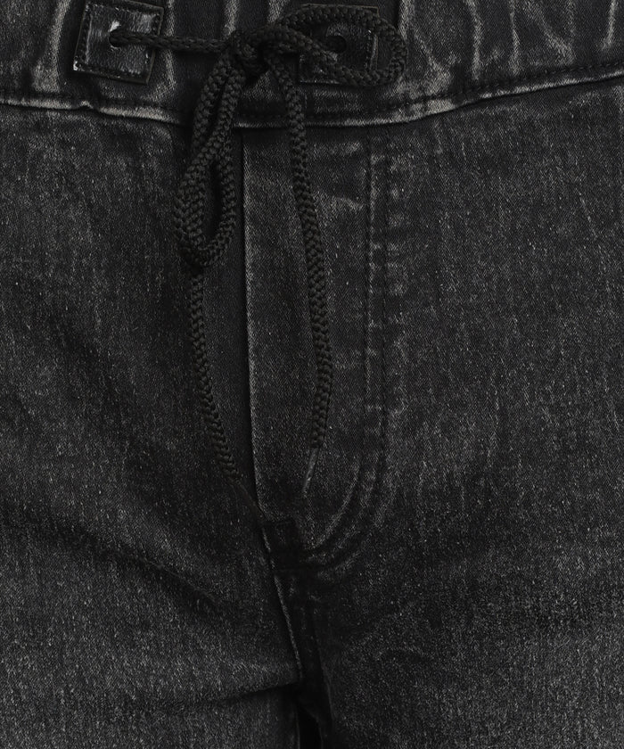 Men's Black Slim Fit Washed Jogger Jeans Stretchable