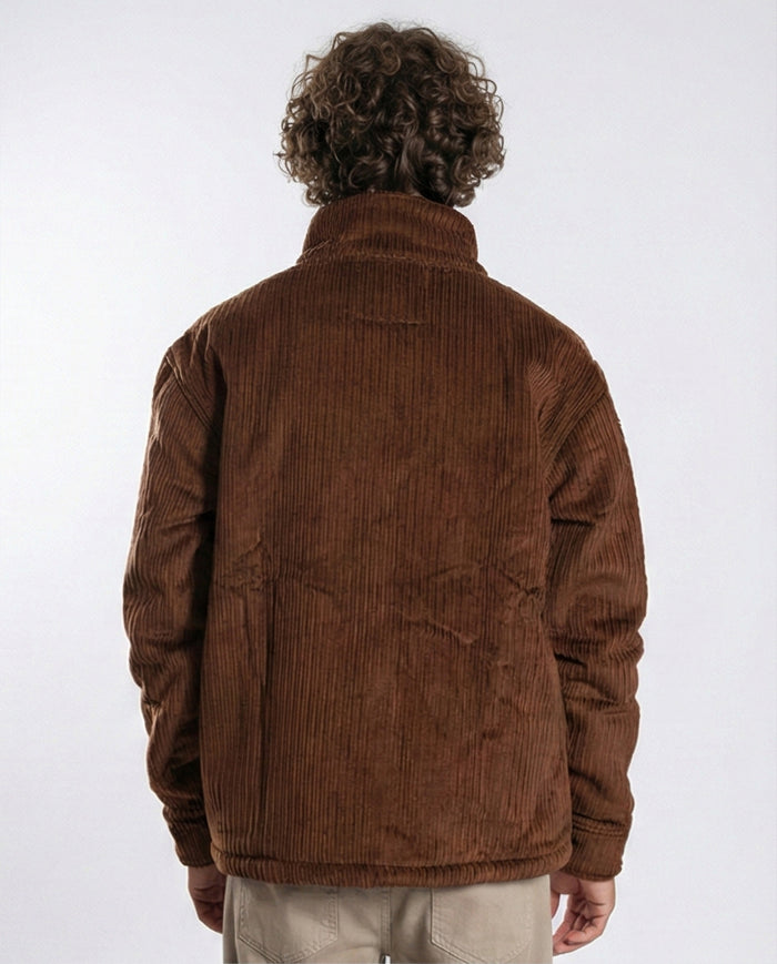 Men's Brown Corduroy Padded Utility Jacket - O199940