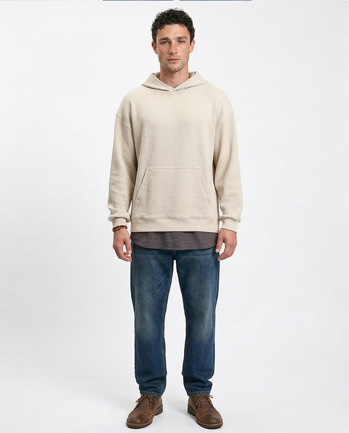 Men’s Chunky Ribbed Knit Oversized Hoodie – Sand - R215380